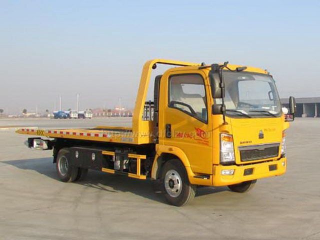 重汽豪沃一拖二平板道路清障车图片