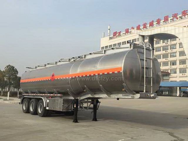 鹅颈式三桥铝合金运油半挂车/油罐车图片